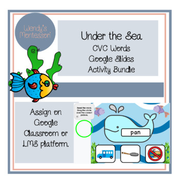 Preview of Under the Sea CVC Words Google Slides Digital Activities Bundle
