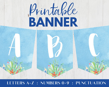 under the sea class decor printable alphabet bunting banner underwater theme