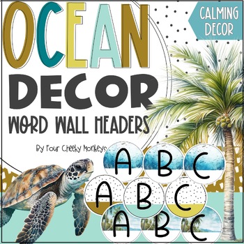 Preview of Ocean Classroom Decor // calming under the sea word wall headers
