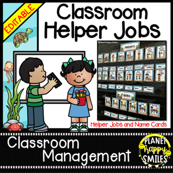 Preview of Classroom Helper Jobs (EDITABLE)  Under the Sea or Ocean Theme