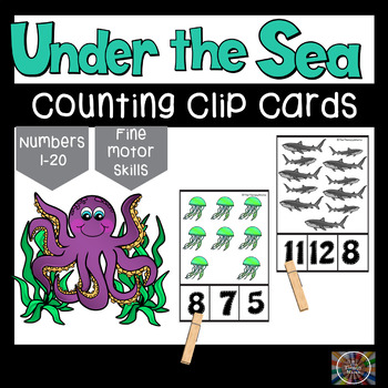 Preview of Under the Sea Count and Clip Number Cards