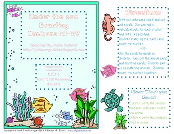Under the Sea Counting: Numbers 21-29 by Julie Saez | TpT