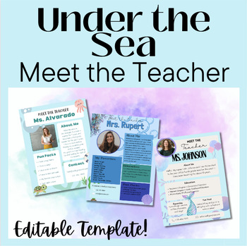 Preview of Under the Sea Cute Ocean Decor Primary Classroom Meet the Teacher Sheet Editable