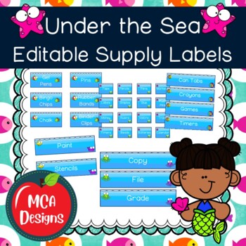 Under the Sea Editable Supply Labels by MCA Designs | TpT