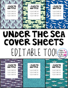 Preview of Under the Sea Folder Cover Sheets - Editable