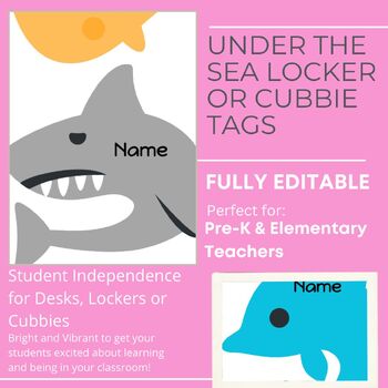 Preview of Under the Sea Locker Decorations - editable in 15 different sea creatures