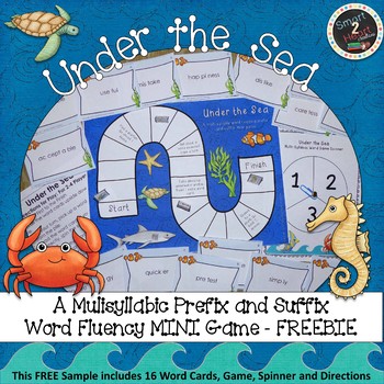 Preview of Under the Sea - Multisyllabic Mini Game Prefix and Suffix Word Fluency FREEBIE
