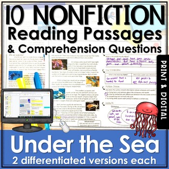 Preview of Ocean - Under the Sea Nonfiction Reading Comprehension Passages and Questions