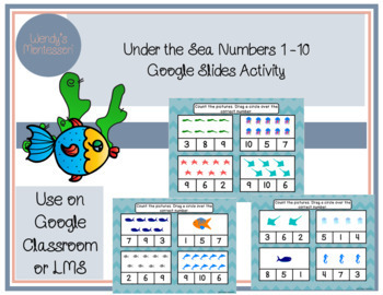 Preview of Under the Sea Numbers 1-10 Google Slides Digital Activity