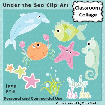 Preview of Under the Sea Ocean Clip Art - Color  personal & commercial use