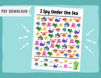 Preview of Under the Sea Ocean Fish I Spy - Seek & Find Counting Worksheet Activity Page