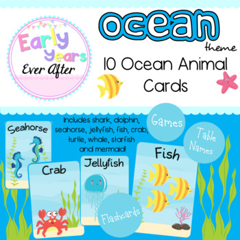 Under the Sea Ocean Theme Animal Cards - Table cards, Group Names, Games!