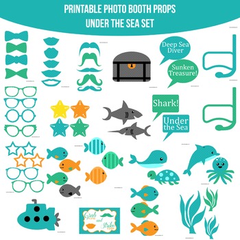Under the Sea Printable Photo Booth Prop Set by AmandaKPrintables