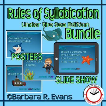 Preview of SYLLABLES BUNDLE Undersea Theme Syllable Division Rules Anchor Charts Slideshow
