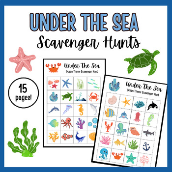 Preview of Under the Sea Ocean Printable Scavenger Hunt Activity Package