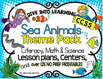 Preview of Ocean Animals, sea Life-Literacy, Science,Math-Lesson plans, Centers, Worksheets