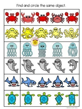 Spot the Difference Visual Perception Activities Under the Sea Theme