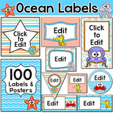 Ocean Theme Editable Labels and Templates - Under the Sea 