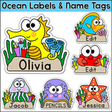 Editable Name Tags - Under the Sea Ocean Theme Classroom Decor