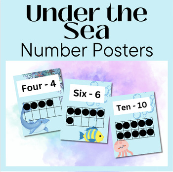 Preview of Under the Sea Theme Cute Ocean Primary Decor Classroom Number Posters to twenty