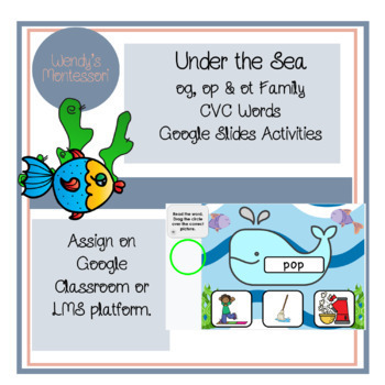 Preview of Under the Sea og, op & ot Family CVC Words Google Slides Digital Activities