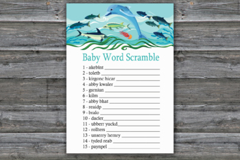 Under The Sea Baby Word Scramble Game Under The Sea Baby Shower Games 331