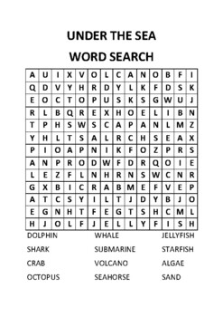 Under the sea Word search by A Day In The Sun | TPT