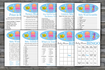 Under The Sea Baby Shower Games Package Baby Shower Games 9 Printable Games 330