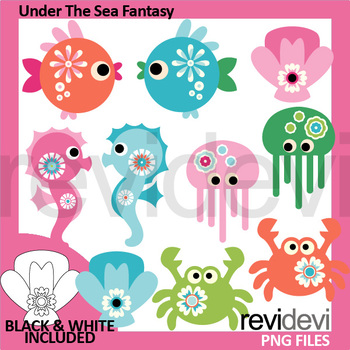 Preview of Under the sea clipart - Sea animals clip art in pastel colors