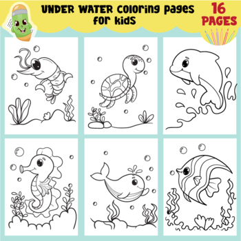 Preview of Printable Under water coloring pages for kids, activity sheets, activity book