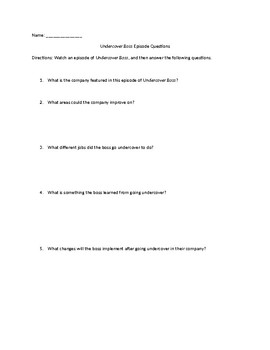 Undercover Boss Episode Worksheet by Lifeskills Connections With Dr Candace