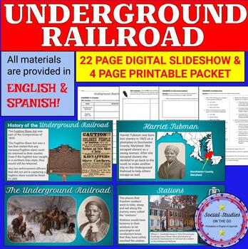 Preview of Underground Railroad, digital slideshow & printable packet (English and Spanish)