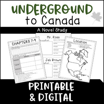 Underground to Canada (Novel Study) PRINTABLE AND DIGITAL | TPT