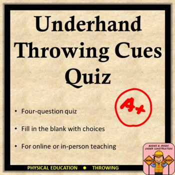 Preview of Underhand Throwing Cues Quiz with Answer Key