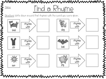 Underline The Rhyme (Rhyming Words Practice) by Stuck On Teaching