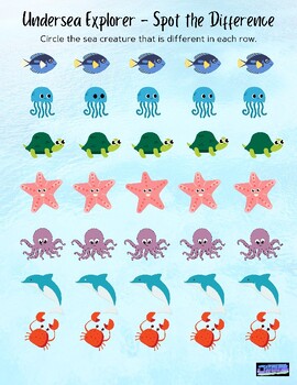 Undersea Explorer – Spot the Differences by Perfectly Printables LLC