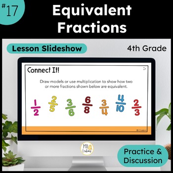 Preview of 4th Grade Equivalent Fractions Slideshow & Discussion Questions -iReady Math L17