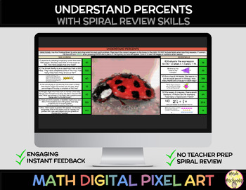 Preview of Understand Percents (Percentages) Math Pixel Art (aligns with 6th grade i-Ready)