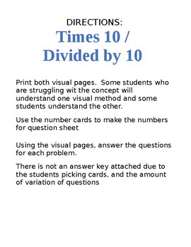 Preview of Understand times 10 and 1 tenth of, in place value
