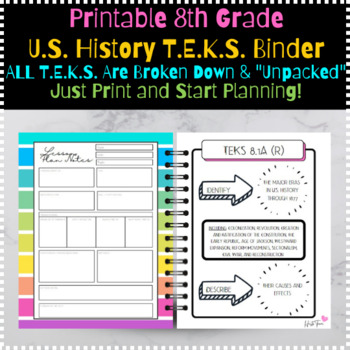 Preview of Understanding 8th Grade U.S. History TEKS Resource Binder - Print and Go!