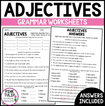 Preview of Understanding Adjectives Worksheets - No Prep Printables