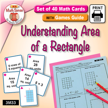 Preview of Area of a Rectangle: 3rd Grade Math Sense Card Games & Matching Activities 3M33