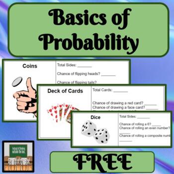 Preview of Basics of Probability Dice Cards Coins