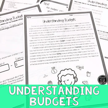 Preview of Understanding Budgets Reading & Writing Activity (SS6E13b, SS7E10b) GSE