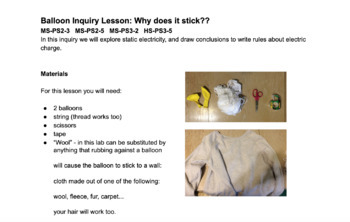 Preview of Understanding Charge with Balloons - Guided Inquiry Lab & Lesson