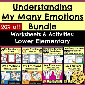 Preview of Understanding Emotions and Feelings Bundle with Worksheets and Activities
