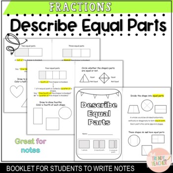 Preview of Understanding Equal Parts, Fraction Shape Notes Booklet