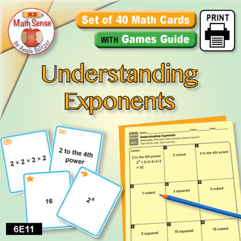 Preview of Understanding Exponents: Math Sense Games & Activities 6E11 | Repeated Factors