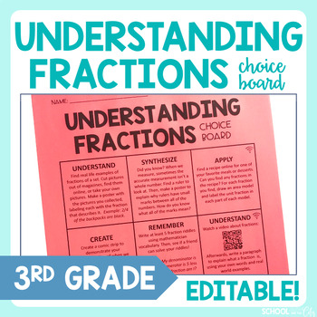 Preview of Understanding Fractions 3rd Grade Math Choice Board - Extension Activities