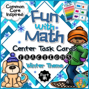 Preview of Understanding Fractions Math Center Task Cards Common Core Inspired
